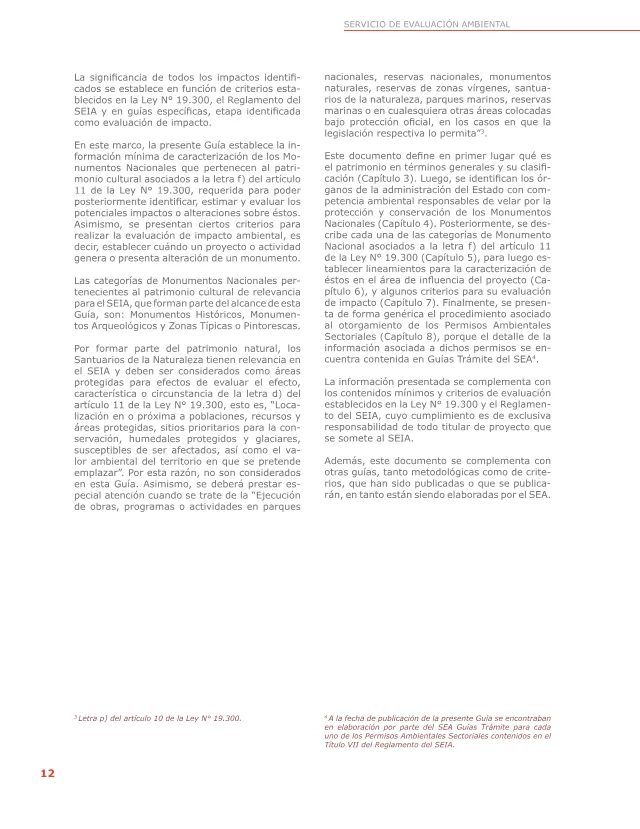 Página 12 de Guía de evaluación de impacto ambiental monumentos nacionales pertenecientes al patrimonio cultural en el SEIA
